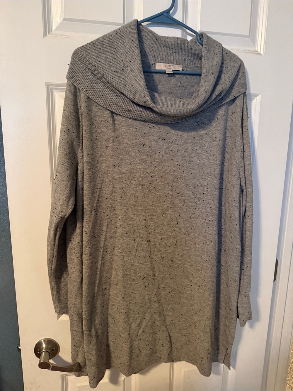 LOFT Gray Speckled Cowl Neck Sweater Tunic